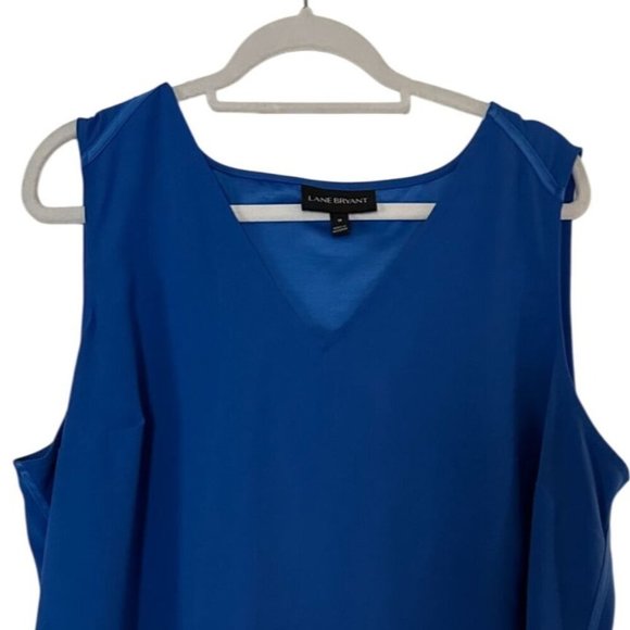Lane Bryant Womens Hi Low Tank Top Cobalt Blue Print Size 18 - Picture 2 of 2